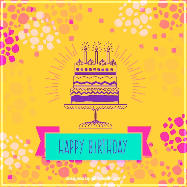 Yellow birthday cake background