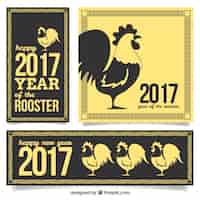 Free vector yellow and black banners for chinese new year