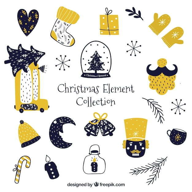 Free vector yellow and black christmas elements