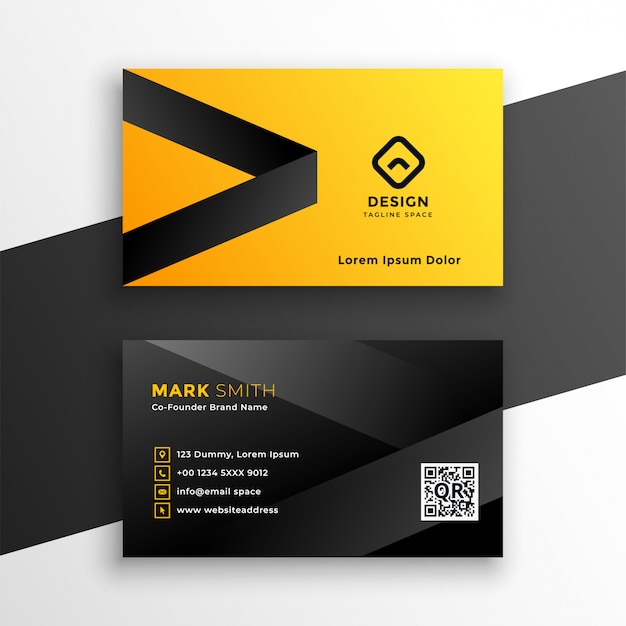Free vector yellow and black modern business card