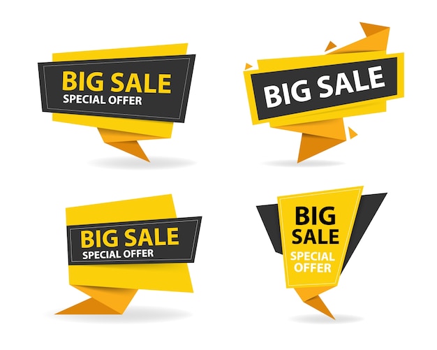 Free vector yellow and black shopping sale banners