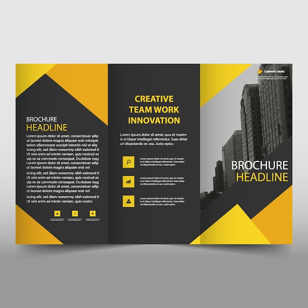 Yellow and black trifold business brochure template