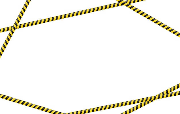 Yellow and black warning tapes frame background. do not cross, warning, caution. police insulation line, signs of danger. barricade construction tape. vector illustration.