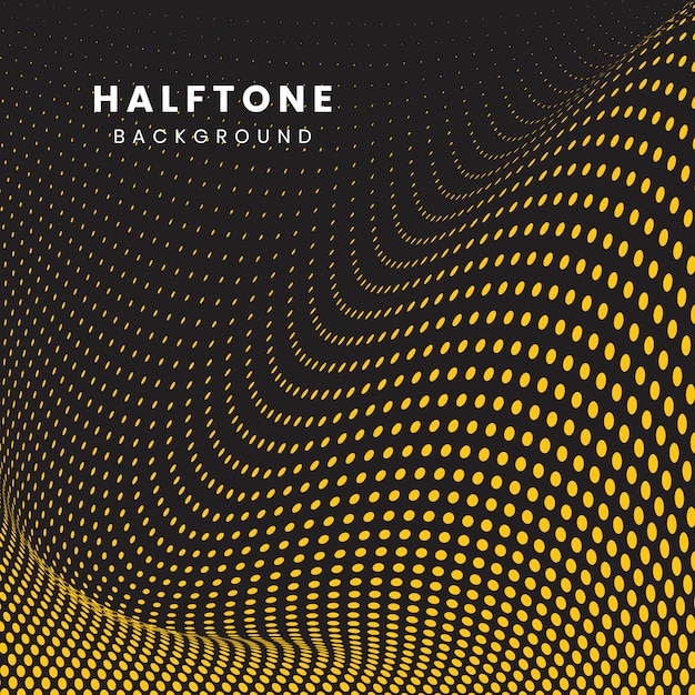 Yellow and black wavy halftone background vector