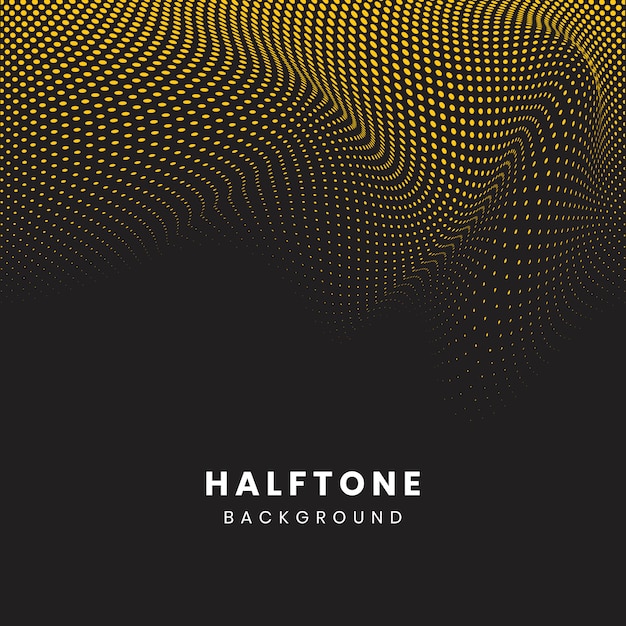 Yellow and black wavy halftone background vector