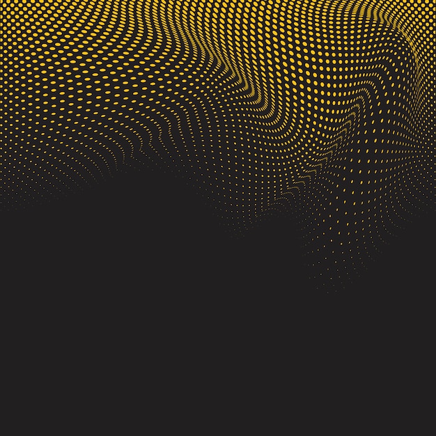 Yellow and black wavy halftone background vector