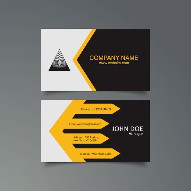 Yellow, black and white business card template