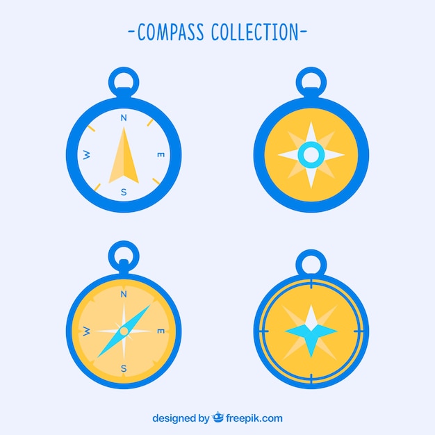 Yellow and blue compass pack