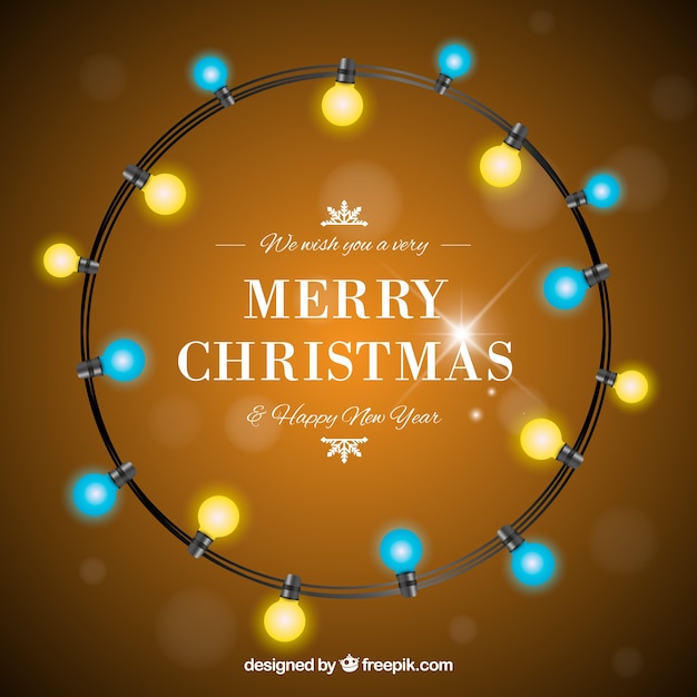 Free vector yellow and blue realistic christmas lights