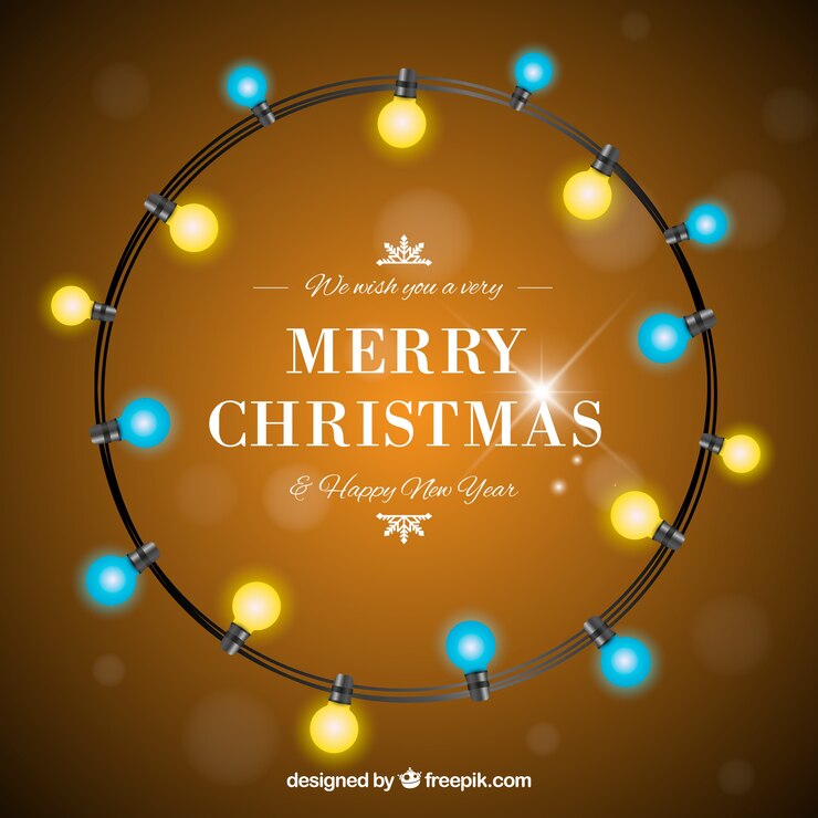 Free Vector yellow and blue realistic christmas lights