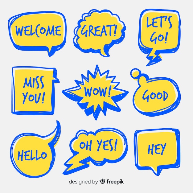 Free vector yellow and blue speech balloons