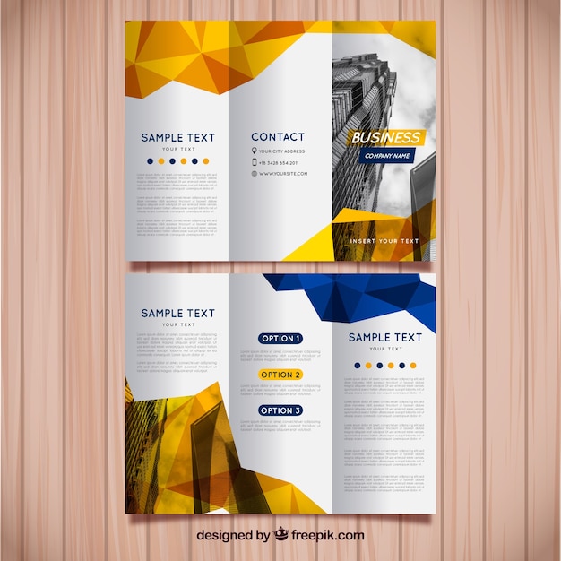 Free vector yellow and blue trifold brochure