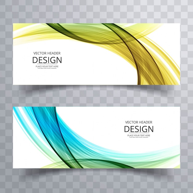 Yellow and blue wavy banners
