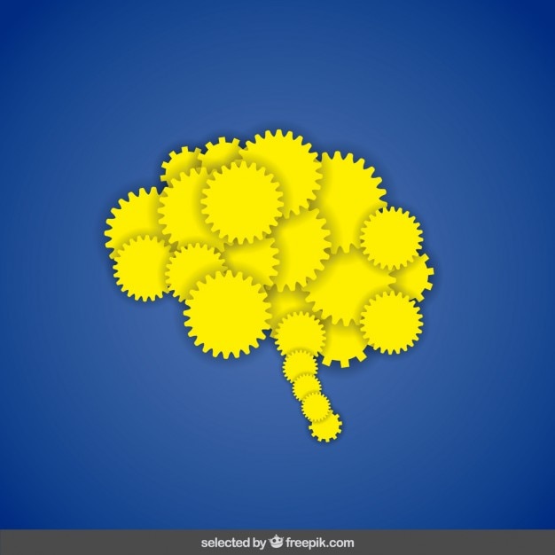 Free Vector yellow brain made with gears