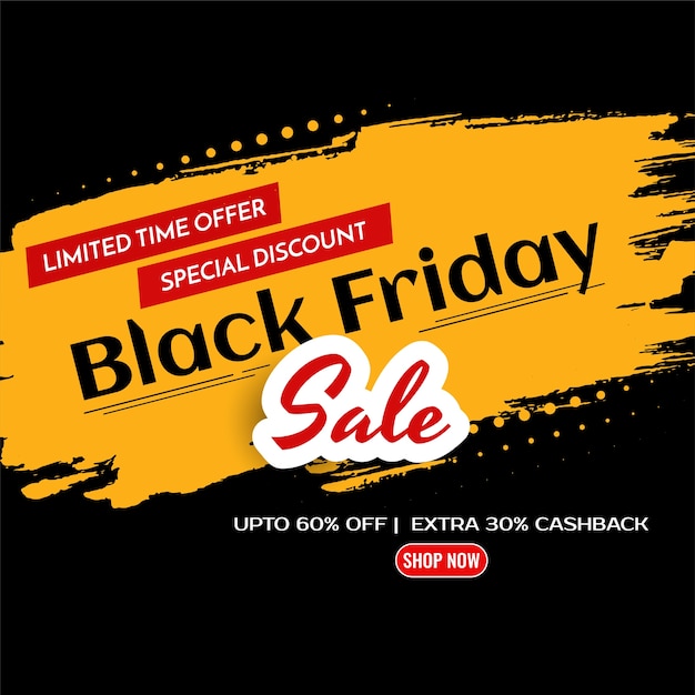 Yellow brush stroke Black friday sale discount background 