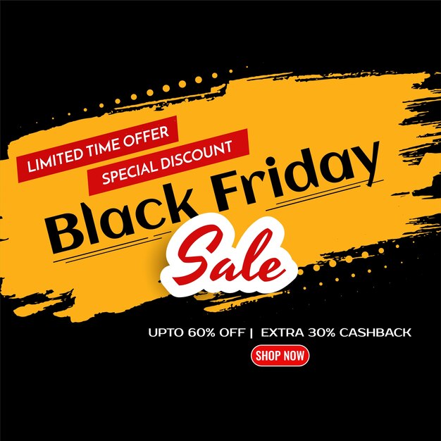 Yellow brush stroke Black friday sale discount background 