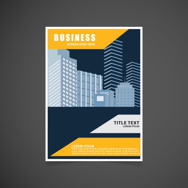 Free vector yellow business brochure with buildings