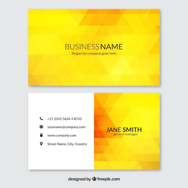 Free vector yellow business card in abstract style