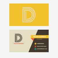 Free vector yellow business card with d letter logo