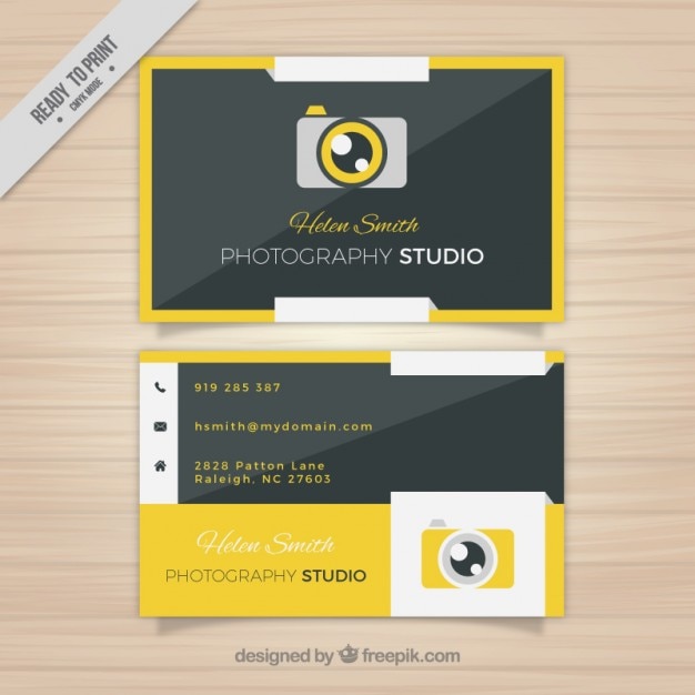 Free vector yellow camera business card