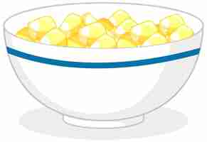 Free vector yellow candies or gummies in a bowl isolated