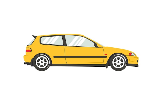 Yellow car types coupe hatchback outline vector