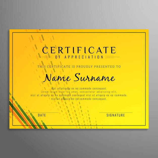 Yellow certificate design