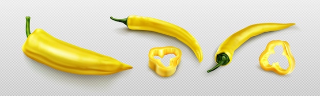 Бесплатное векторное изображение Желтый перец чили с ломтиками острого кайенского перца