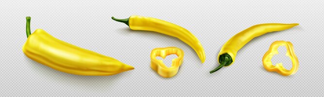 Yellow chili pepper with slices hot cayenne
