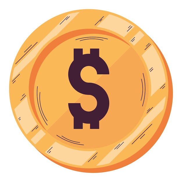 Yellow coin with dollar symbol