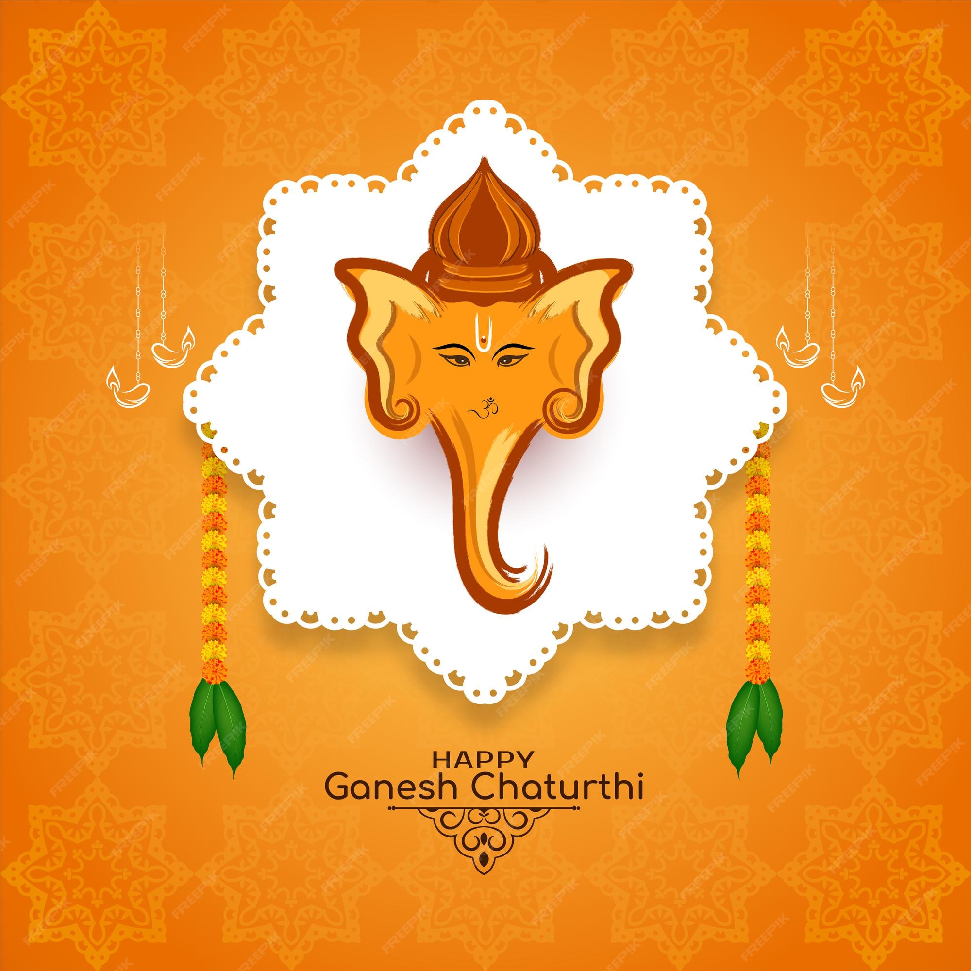 Free Vector | Yellow color happy ganesh chaturthi festival elegant  background vector