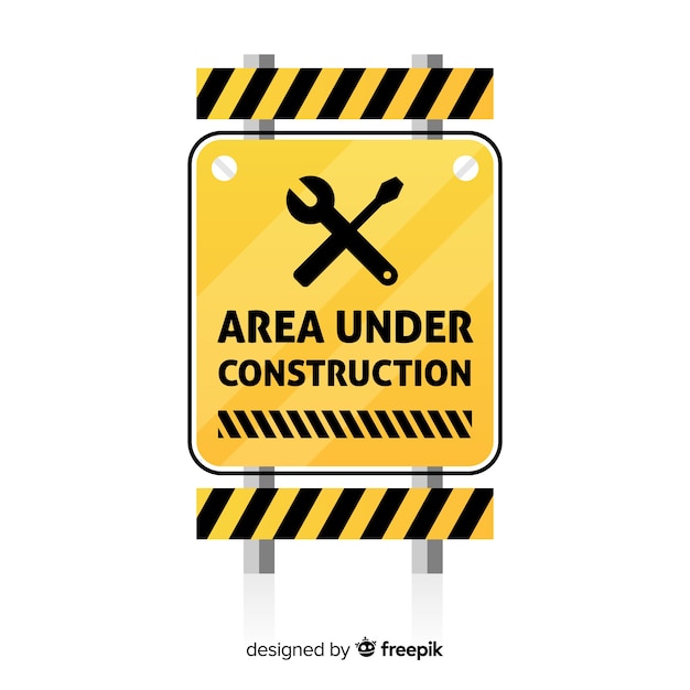 Yellow under construction flat sign