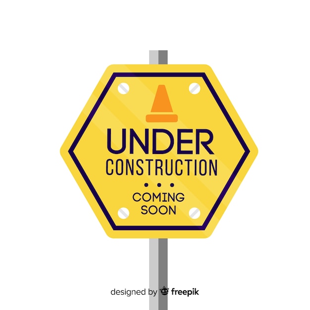 Yellow under construction flat sign