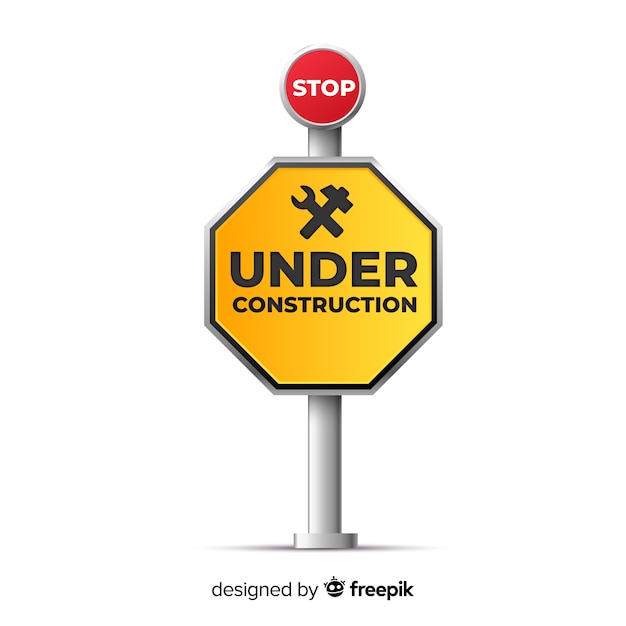 Free vector yellow under construction realistic sign