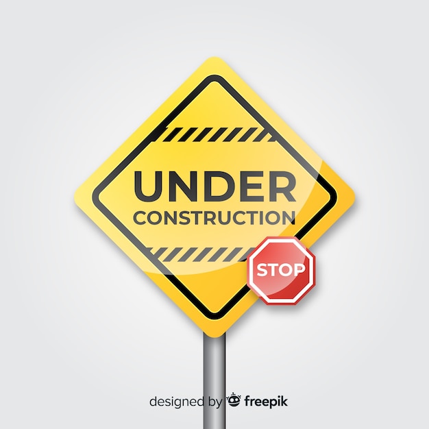 Free vector yellow under construction realistic sign