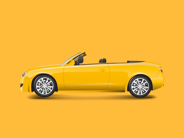 Free vector yellow convertible in a yellow background vector
