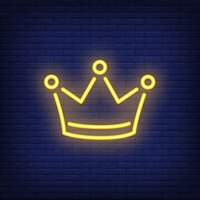 yellow crown night bright advertisement element. gambling concept for neon sign