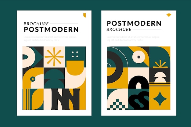 Yellow and dark green postmodern business covers