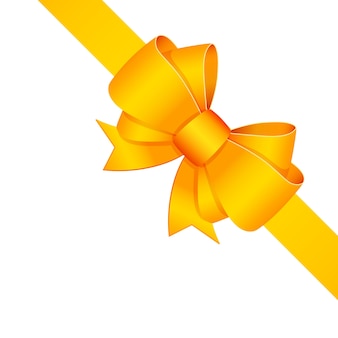 Yellow decorative bow with ribbon isolated