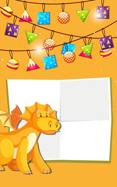 Yellow dinosaur celebration invitation with copyspace