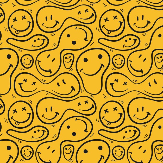 Yellow distorted emoticons pattern