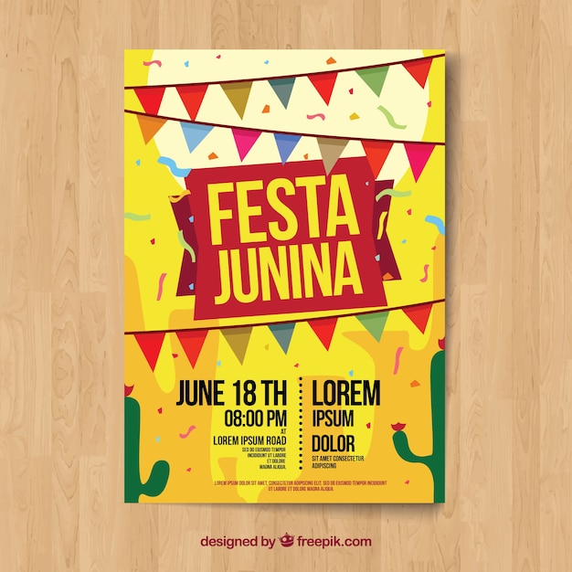 Yellow festa junina poster template