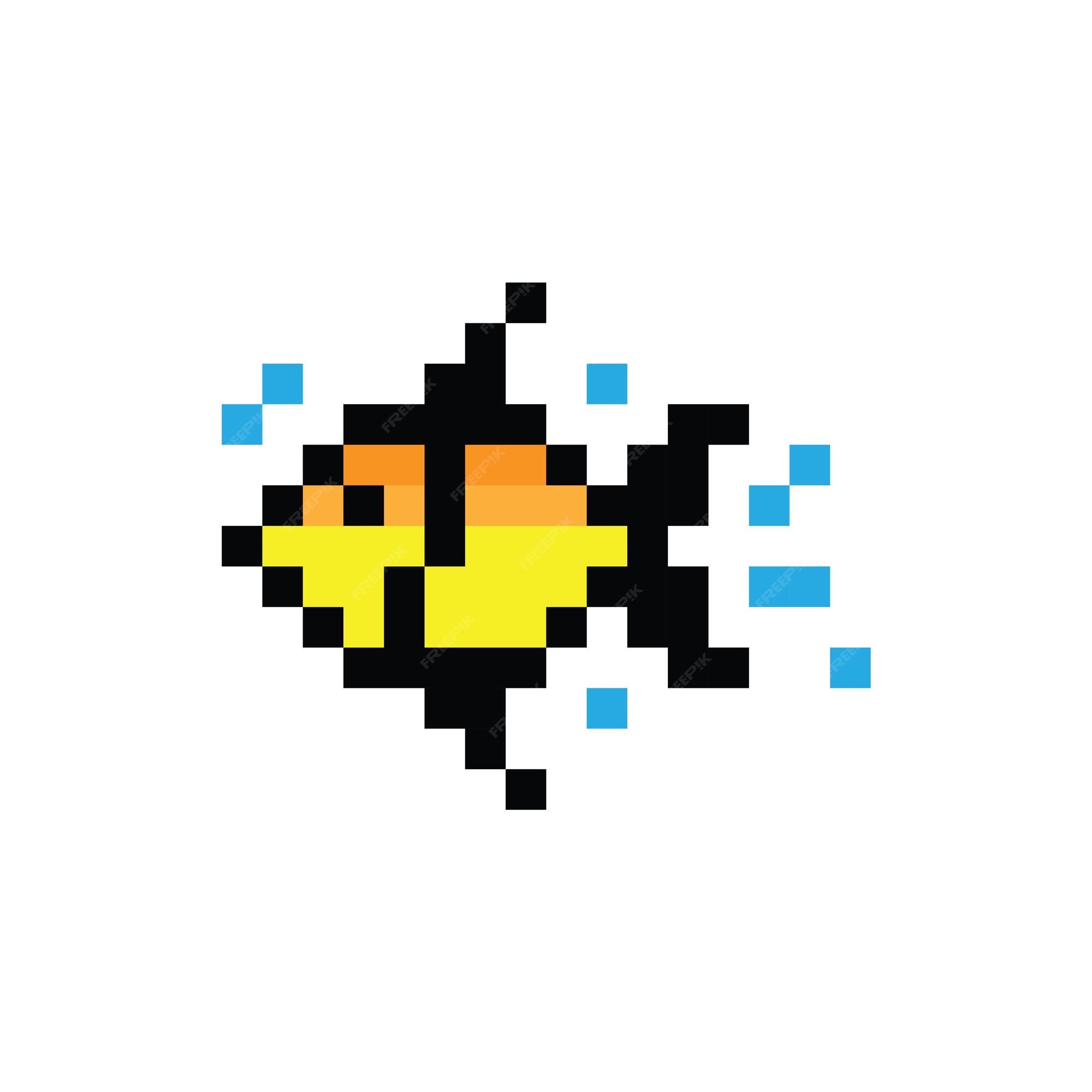 Premium Vector | Yellow fish pixel art 8 bit game vector illustration ...