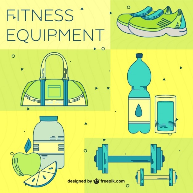 Free vector yellow fitness equipment pack