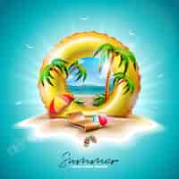 Free vector yellow float and exotic palm trees