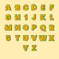 Free vector yellow floral alphabet in 60's stye