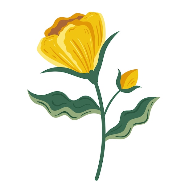 Free vector yellow flower and leafs