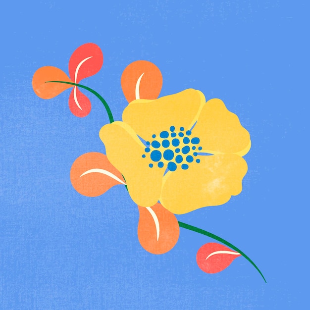 Free vector yellow flower, spring clipart vector illustration