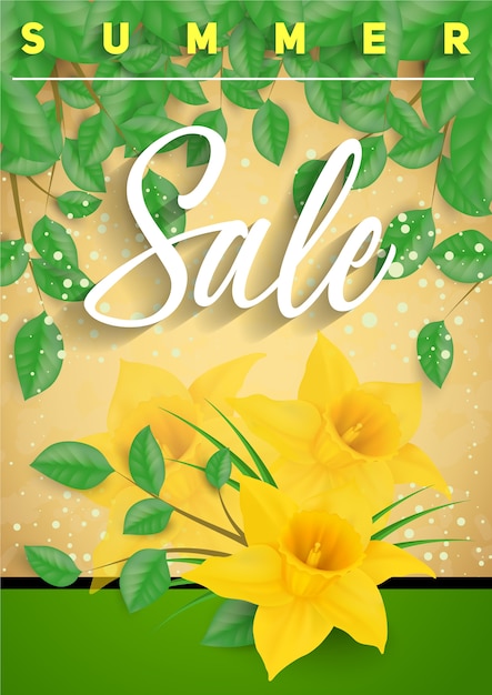 Yellow flower summer sale background