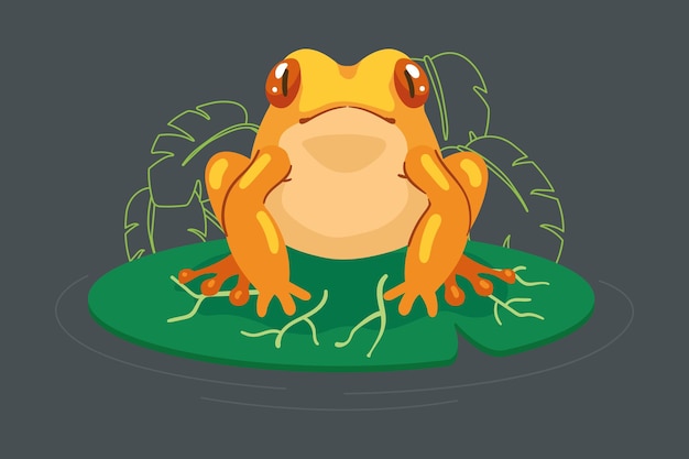 Yellow Frog Amphibian in Leaf – Vector Templates
